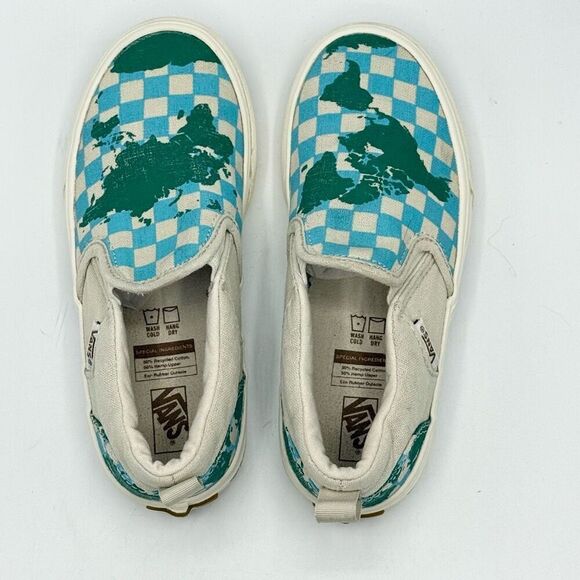 Vans Asher Slip-On Canvas Sneakers The World Is Ours - Kids US 13 - Picture 8 of 11